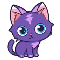 Purple Anime Cat Vector Art