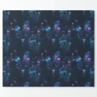 Bioluminescent Jellyfish Ocean Repeating Pattern