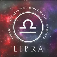 EO Elegant Libra Western Zodiac Sign on a Cosmic Starfield