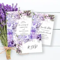 Purple Lilac Flowers Watercolor Wedding Collection