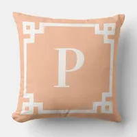 Peach and White Greek Key Border Monogram