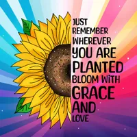 Inspirational Quote and Hand Drawn Sunflower retro colors