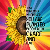 Inspirational Quote and Hand Drawn Sunflower (Colorful)