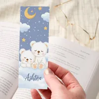 Cute Kawaii Baby Polar Bear Night Sky Personalized Bookmarks