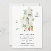 Watercolor Map of Saint Lucia Destination Wedding Save The Date