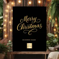 Merry Christmas black gold business logo Poster