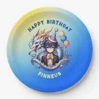 Anime Dragon Personalized Boy's Birthday  Paper Plates