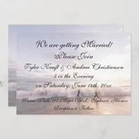 Pretty Beach Ocean Waves Scene Wedding Invitation