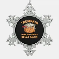 Halloween Trumpkin Make Halloween Great Again Funn Snowflake Pewter Christmas Ornament