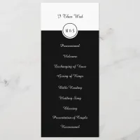 Classic Black & White Wedding Program