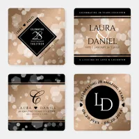 Elegant 28th Linen Wedding Anniversary Celebration Coaster Set