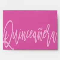 Cool Blush Typography Quinceañera Party Invitation Envelope