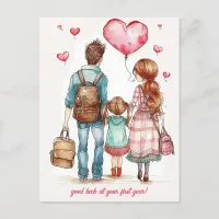 Parents and the School Kid Postcard