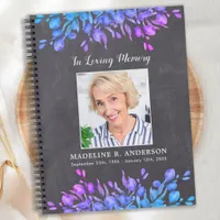 Rustic Botanical Photo Memorial Funeral Guestbook Notebook