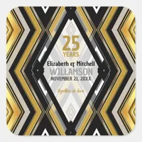 v1 Black+Gold Modern Art Deco Glam Square Sticker