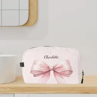 Bow pink elegant name dopp kit