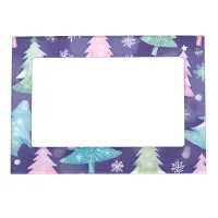 Christmas Trees Patterned Festive Colorful Winter Magnetic Frame