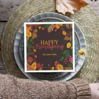 Autumn Leaves Acorns Berries Friendsgiving Dinner Napkins