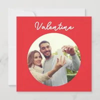 Simple Minimal Custom Photo Red Valentine's Day Holiday Card