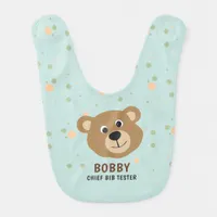 Cute Bear Cub Funny Job Title Custom Baby Name Baby Bib