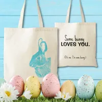 Simple Minimal Blue Easter Bunny  Tote Bag