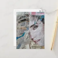 Face Abstract Mixed Media Collage Postcard