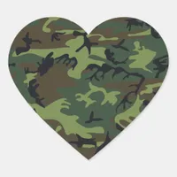 Military Green Camouflage Heart Sticker