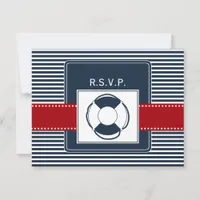 navy stripes, lifebuoy, nautical wedding rsvp