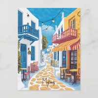 Travel to Mykonos Greece Postcard