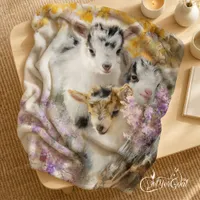 Baby Goats in Autumn Foliage 15 Fleece Blanket