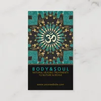 Teal Gold Eastern Sparkle OM Yoga Business Card