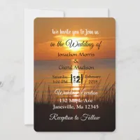 Gorgeous Orange Sunset Wedding Invitations