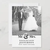 Modern Elegant Black White Mr and Mrs Wedding Announcement