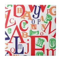 From A to Z Bold Fun Type Lovers Design Tile