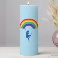 Rainbow Dancing Girl 3" x 8" Vibrant Pillar Candle