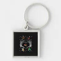 Oktoberfest Skeleton Hand Heart Flag German  Keychain