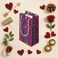 Playful Purple Colorful I Love You Small Gift Bag