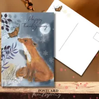 Whimsical Fox & Butterfly Mystical Thanksgiving Postcard