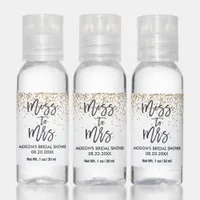 Gold Glitter Confetti Miss To Mrs. Bridal Shower Hand Sanitizer