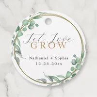 Let Love Grow Gold Greenery Elegant Wedding Favor  Favor Tags