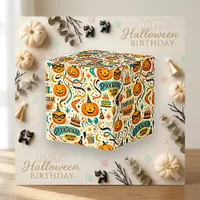 Spooky Vintage Halloween Pumpkin Birthday Pattern Favor Boxes