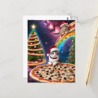 Adorable Christmas Pizza Cats Postcard