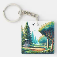 Disc Golf Pixel Art  Keychain