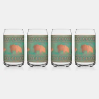 Southwest Javelina Family Teal Drinking Glasses