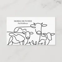 Black & White Mobile Butcher Cattle Farmer  Business Card