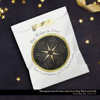 Monogram Art Deco Star Black and Gold Favor Bag