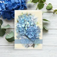 Blue Hydrangea Flower Engagement Party Invitation