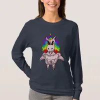 Rainbow Hair Muscular Unicorn Body Building T-Shirt