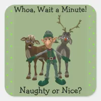 Naughty or Nice? Funny Elf and Reindeer Sticker