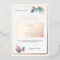 Ethereal Beauty Soft Tone Whimsical Pastel Leaves Foil Invitation